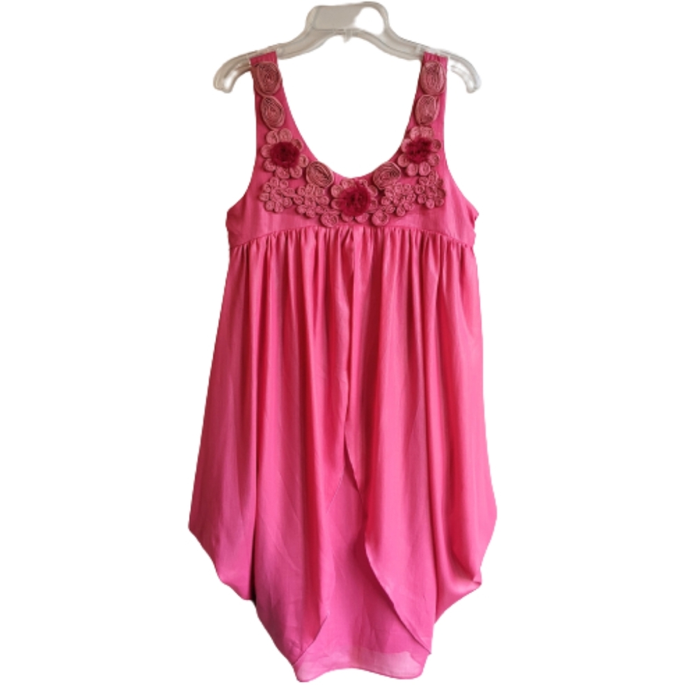 Vintage Baby Doll Dress Shimmer Rosettes Tulip Hem Fairycore Y2K